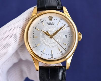 Rolex Geneve Cellini 8215 Movement 40mm 316L Steel 48h Calfskin Band Pixiu Pattern YG Case Watch